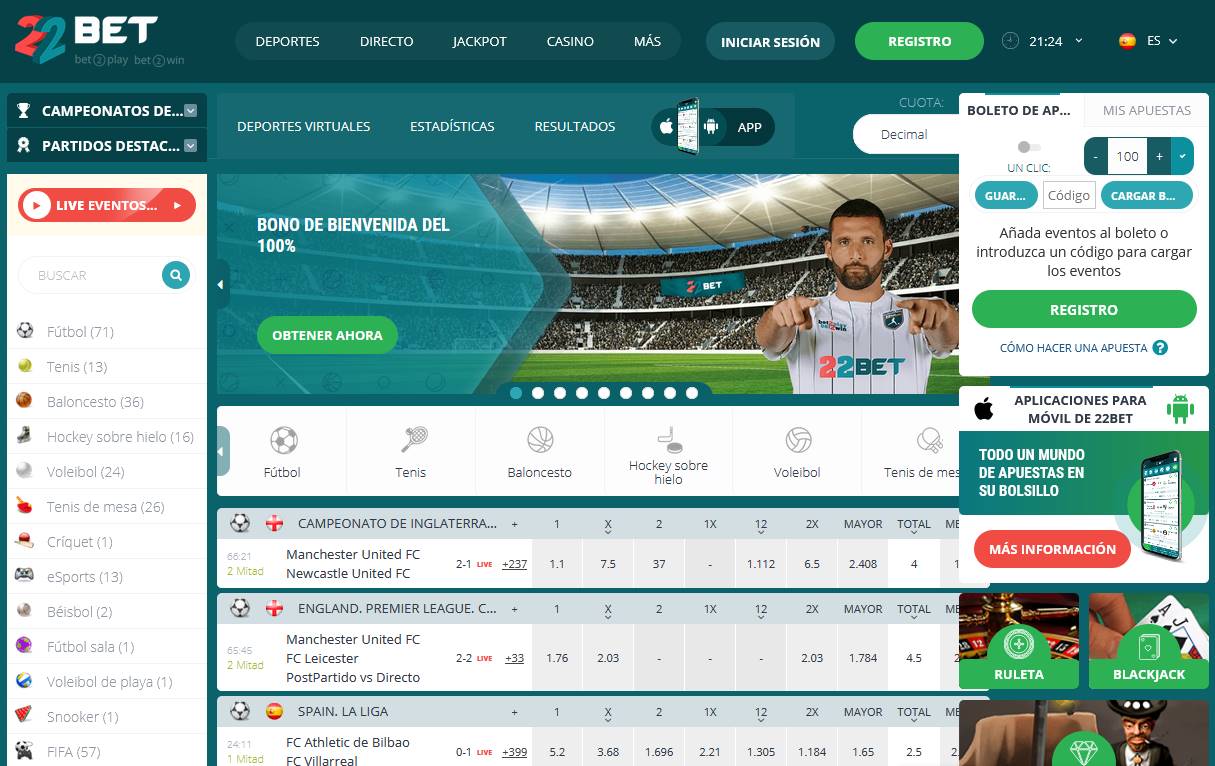 Recepción de 22bet